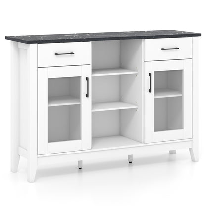 Sideboard Buffet Cabinet, 2 Drawers, 4 Adjustable Shelves, White Sideboards Cabinets & Buffets at Gallery Canada