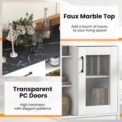 Sideboard Buffet Cabinet with 2 Drawers and 4 Adjustable Shelves, White Sideboards Cabinets & Buffets at Gallery Canada