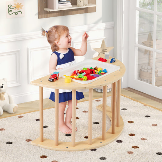 Kids Climbing Arch Playset, 6 In 1, Removable Cushion, Natural Climbers & Slides Natural at Gallery Canada