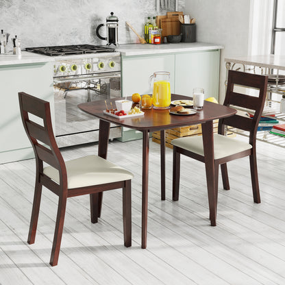 3-Piece Dining Table Set with Wooden Square Kitchen Table and 2 Chairs, Walnut Dining Room Sets at Gallery Canada