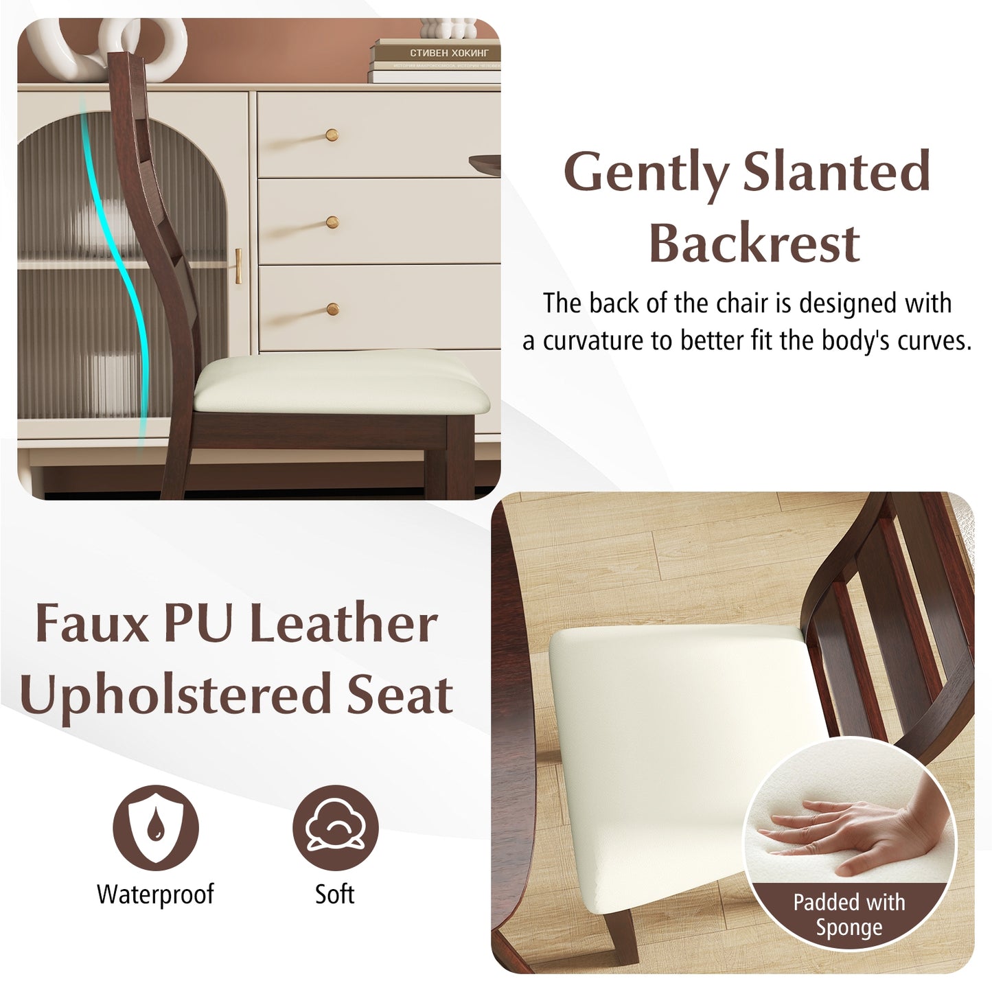 3-Piece Dining Table Set with Wooden Square Kitchen Table and 2 Chairs, Walnut Dining Room Sets at Gallery Canada