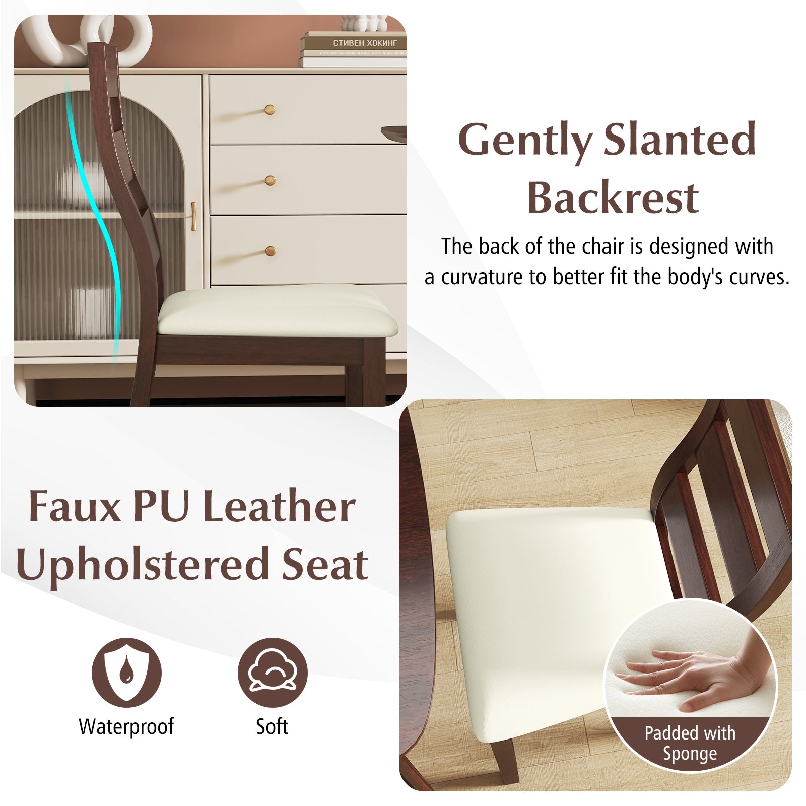 3-Piece Dining Table Set with Wooden Square Kitchen Table and 2 Chairs, Walnut Dining Room Sets at Gallery Canada