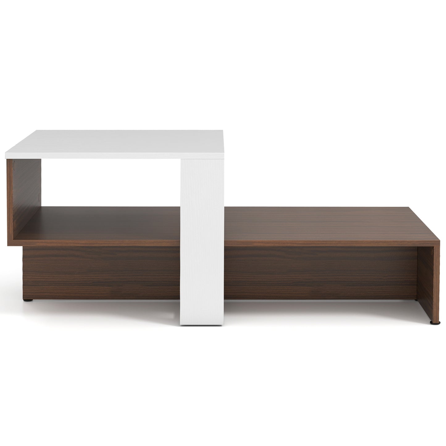 2-Tier Geometric Coffee Table, Storage Shelves, And Brown, White Coffee Tables at Gallery Canada
