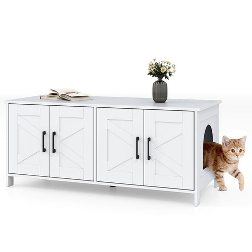 Cat Litter Box Enclosure For 2 Cats, White