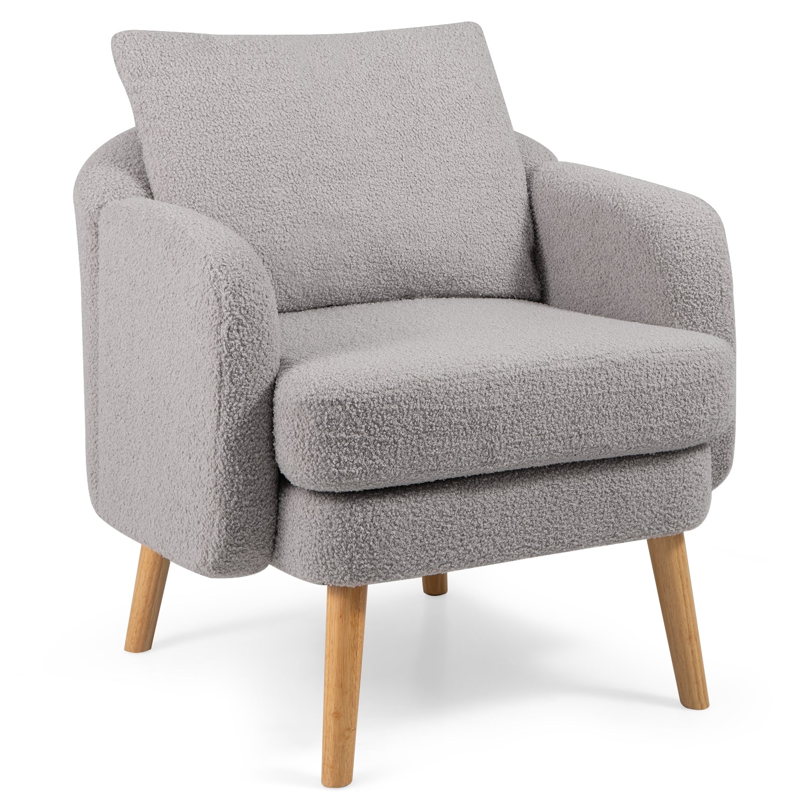 Sherpa Accent Chair Modern Living Room Chair with Seat Cushion-Grey, Gray Accent Chairs at Gallery Canada