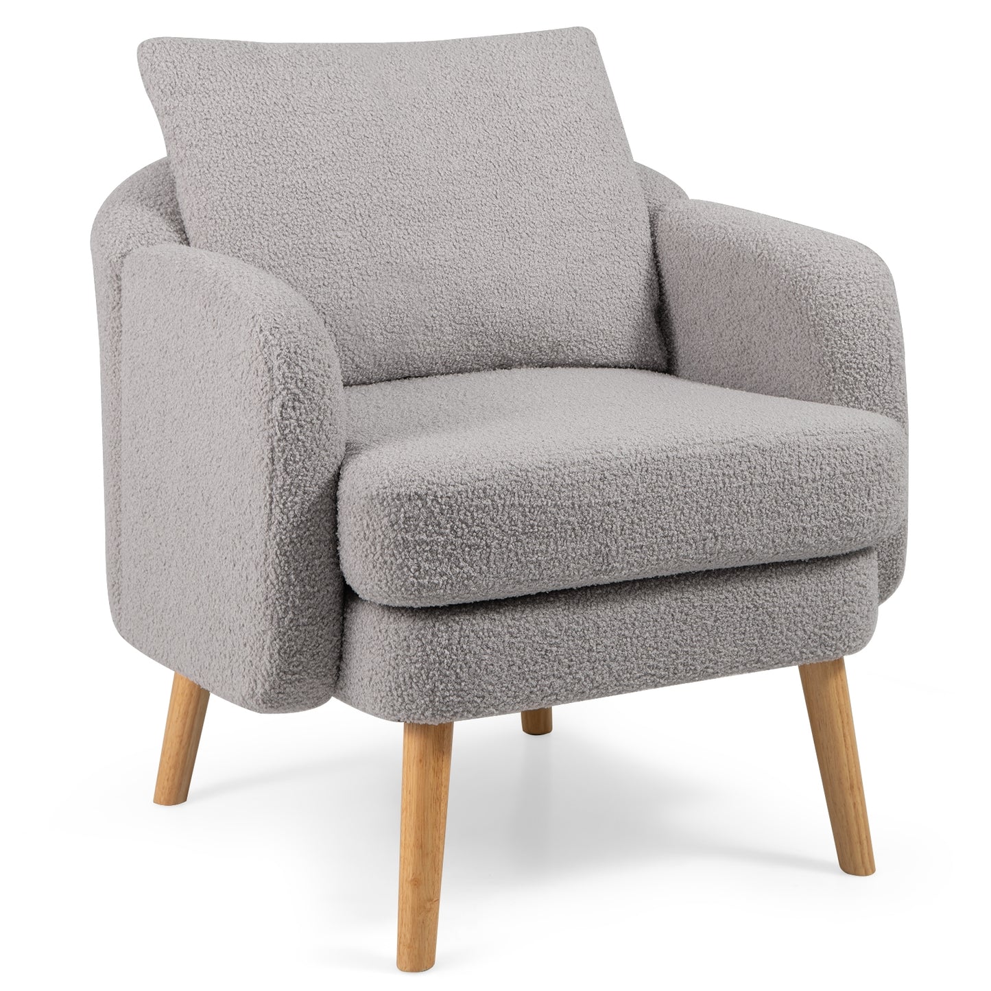 Sherpa Accent Chair Modern Living Room Chair with Seat Cushion-Grey, Gray Accent Chairs at Gallery Canada
