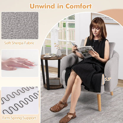 Sherpa Accent Chair Modern Living Room Chair with Seat Cushion-Grey, Gray Accent Chairs at Gallery Canada