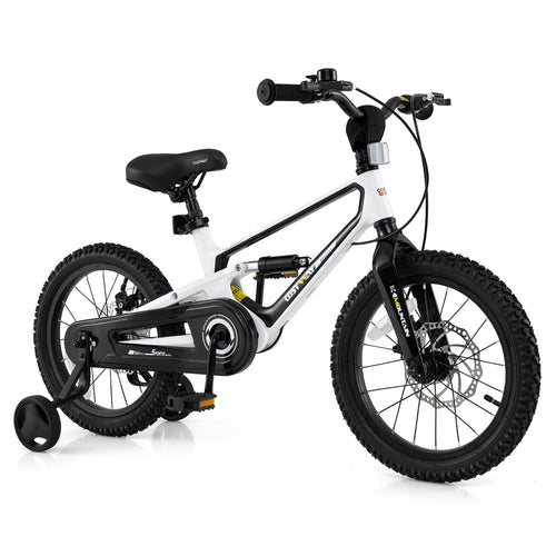 16 Inch Kids Bike, Magnesium Alloy, Adjustable, Aged 4-7, White