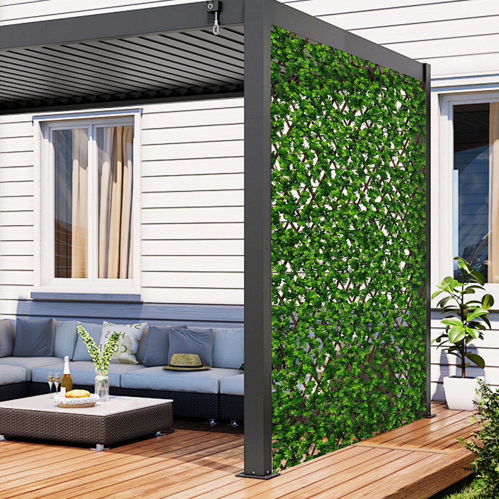 Expandable Fence Privacy Screen, Sun-Protective Artificial Hedge, Green Faux Plants at Gallery Canada