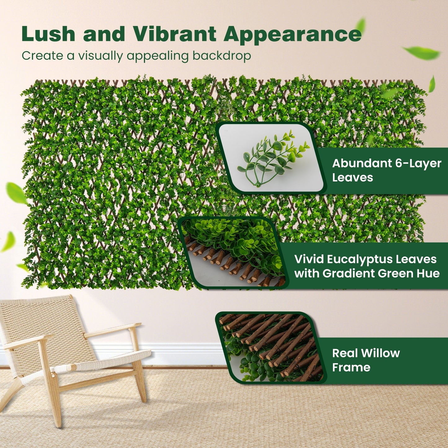 Expandable Fence Privacy Screen, Sun-Protective Artificial Hedge, Green Faux Plants at Gallery Canada