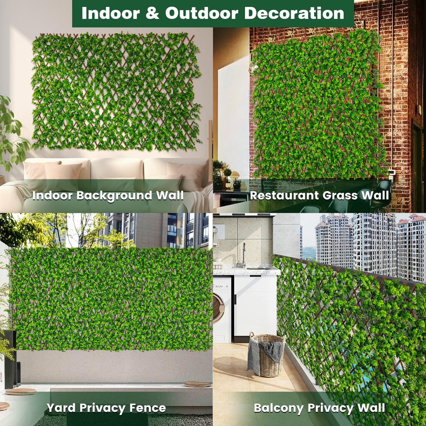 Expandable Fence Privacy Screen, Sun-Protective Artificial Hedge, Green Faux Plants at Gallery Canada