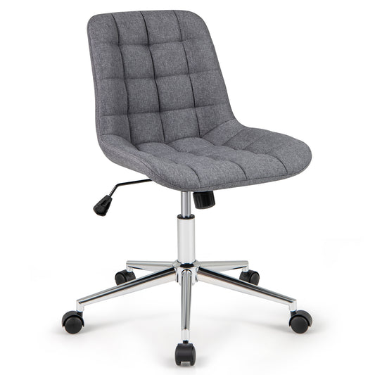 Armless Office Chair, Adjustable Height, Wheels, Grey Armless Chairs Gray at Gallery Canada