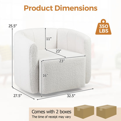 Modern Upholstered Sherpa Accent Chair with Curved Backrest and Armrests, White Sofas & Loveseats at Gallery Canada