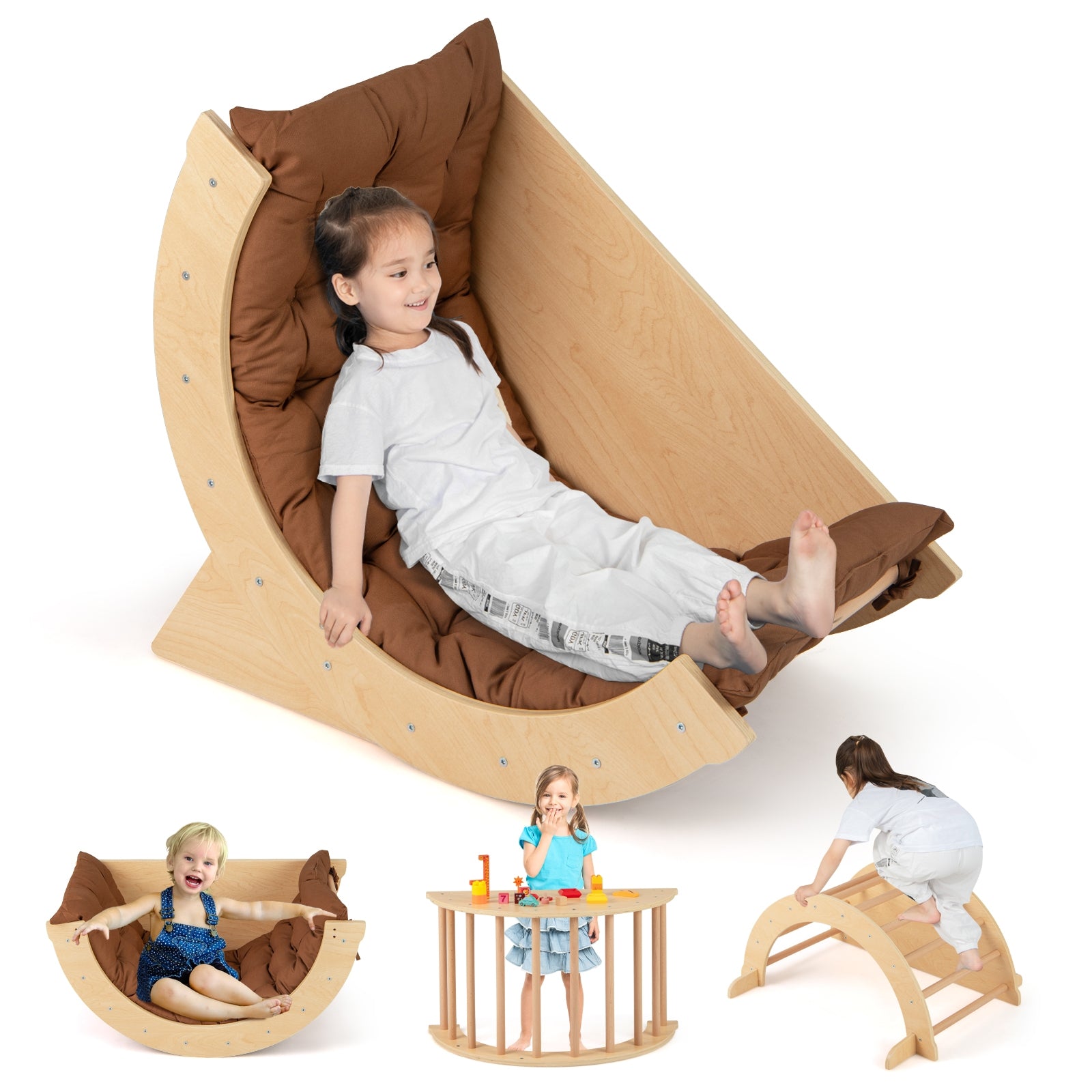 Kids Climbing Arch with Cushion Montessori Arch Climber/Rocker for Toddlers, Coffee Climbers & Slides at Gallery Canada