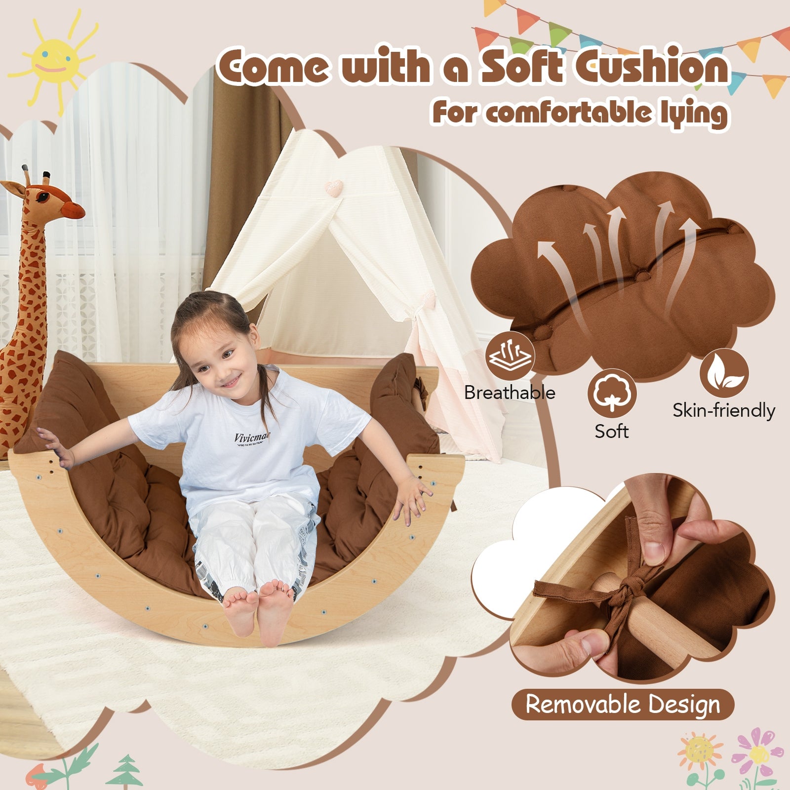 Kids Climbing Arch with Cushion Montessori Arch Climber/Rocker for Toddlers, Coffee Climbers & Slides at Gallery Canada