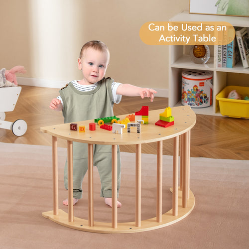 Kids Climbing Arch with Cushion Montessori Arch Climber/Rocker for Toddlers, Beige