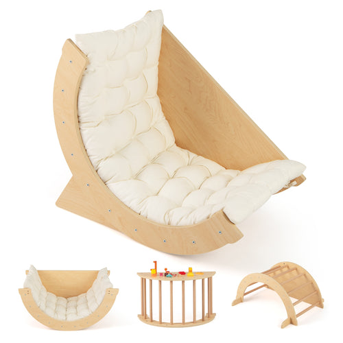 Kids Climbing Arch with Cushion Montessori Arch Climber/Rocker for Toddlers, Beige