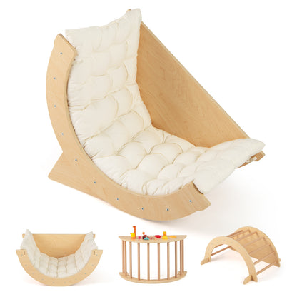 Kids Climbing Arch with Cushion Montessori Arch Climber/Rocker for Toddlers, Beige Climbers & Slides at Gallery Canada