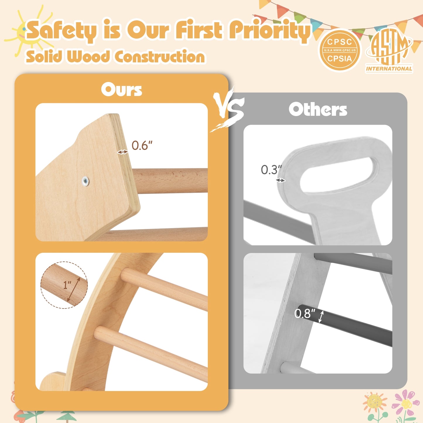 Kids Climbing Arch with Cushion Montessori Arch Climber/Rocker for Toddlers, Beige Climbers & Slides at Gallery Canada