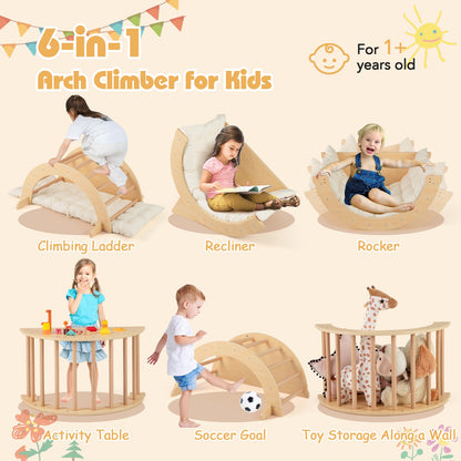 Kids Climbing Arch with Cushion Montessori Arch Climber/Rocker for Toddlers, Beige Climbers & Slides at Gallery Canada