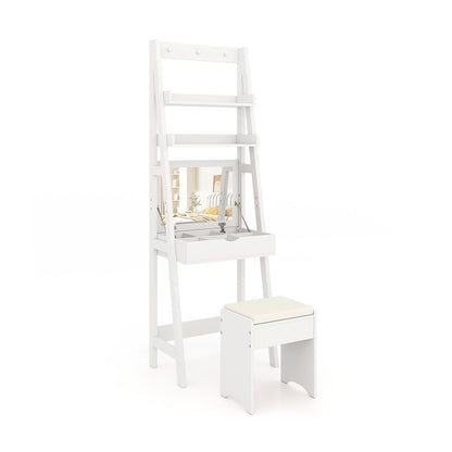 Vanity Desk Set With Flip Top Mirror, Hidden Storage, White Makeup Vanities at Gallery Canada