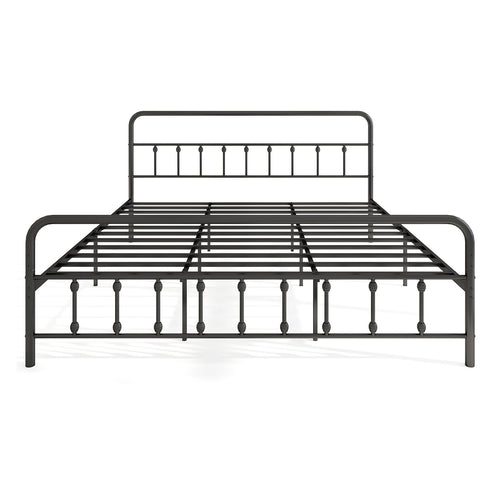Bed Frame with Headboard and Under Bed Storage Black-King Size, Black