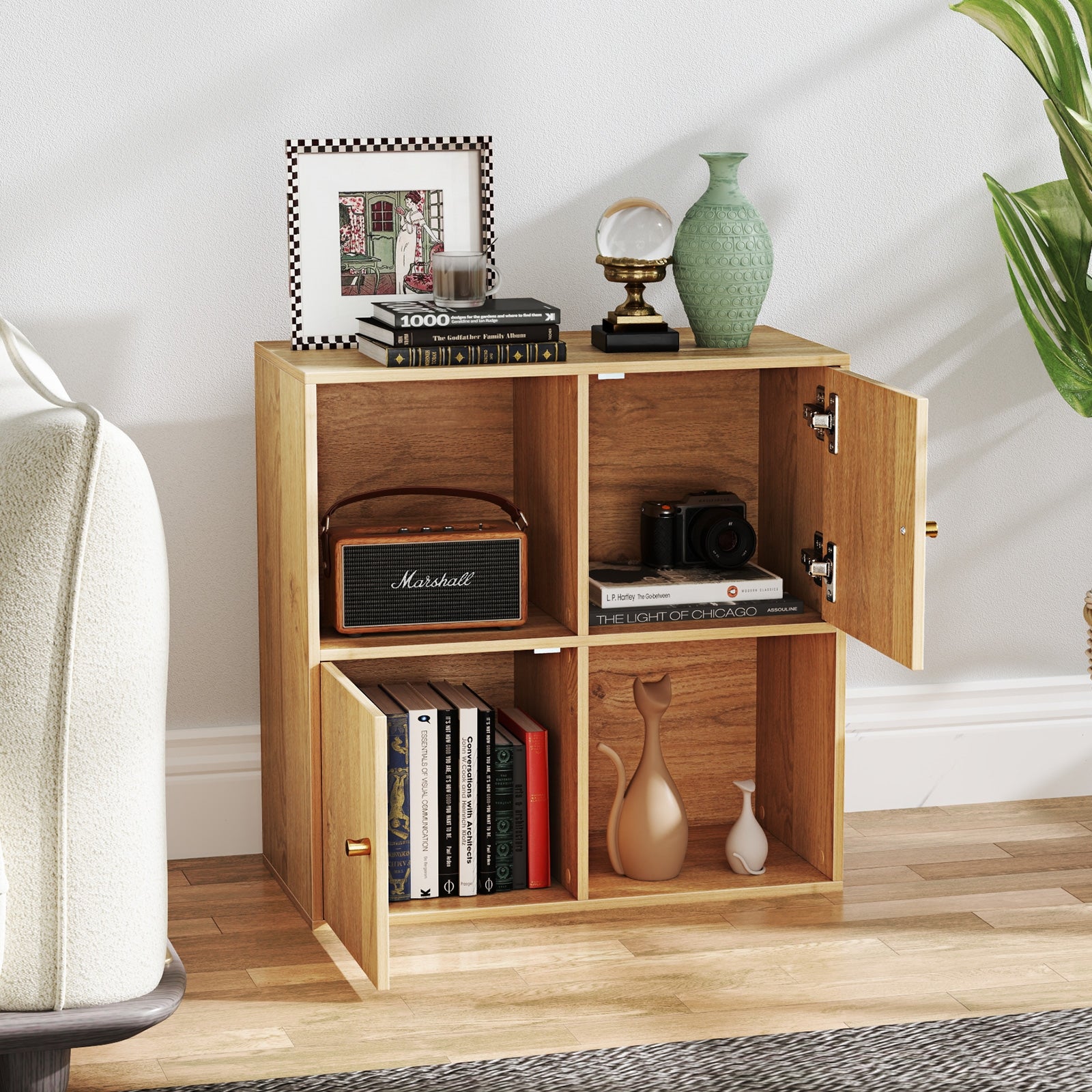 4-Cube Bookcase, 3-Tier Bookshelf, Natural Bookcases at Gallery Canada