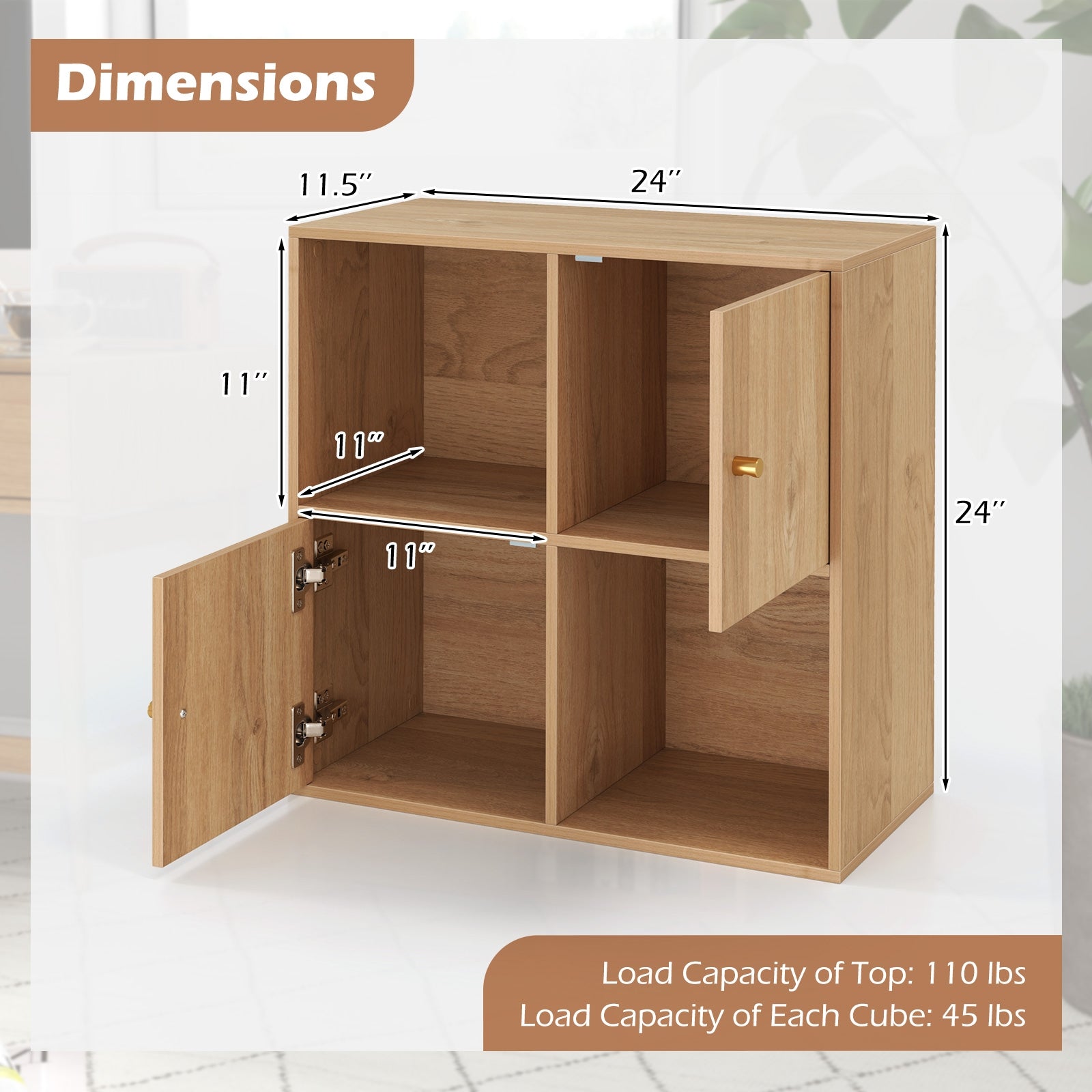 4-Cube Bookcase, 3-Tier Bookshelf, Natural Bookcases at Gallery Canada