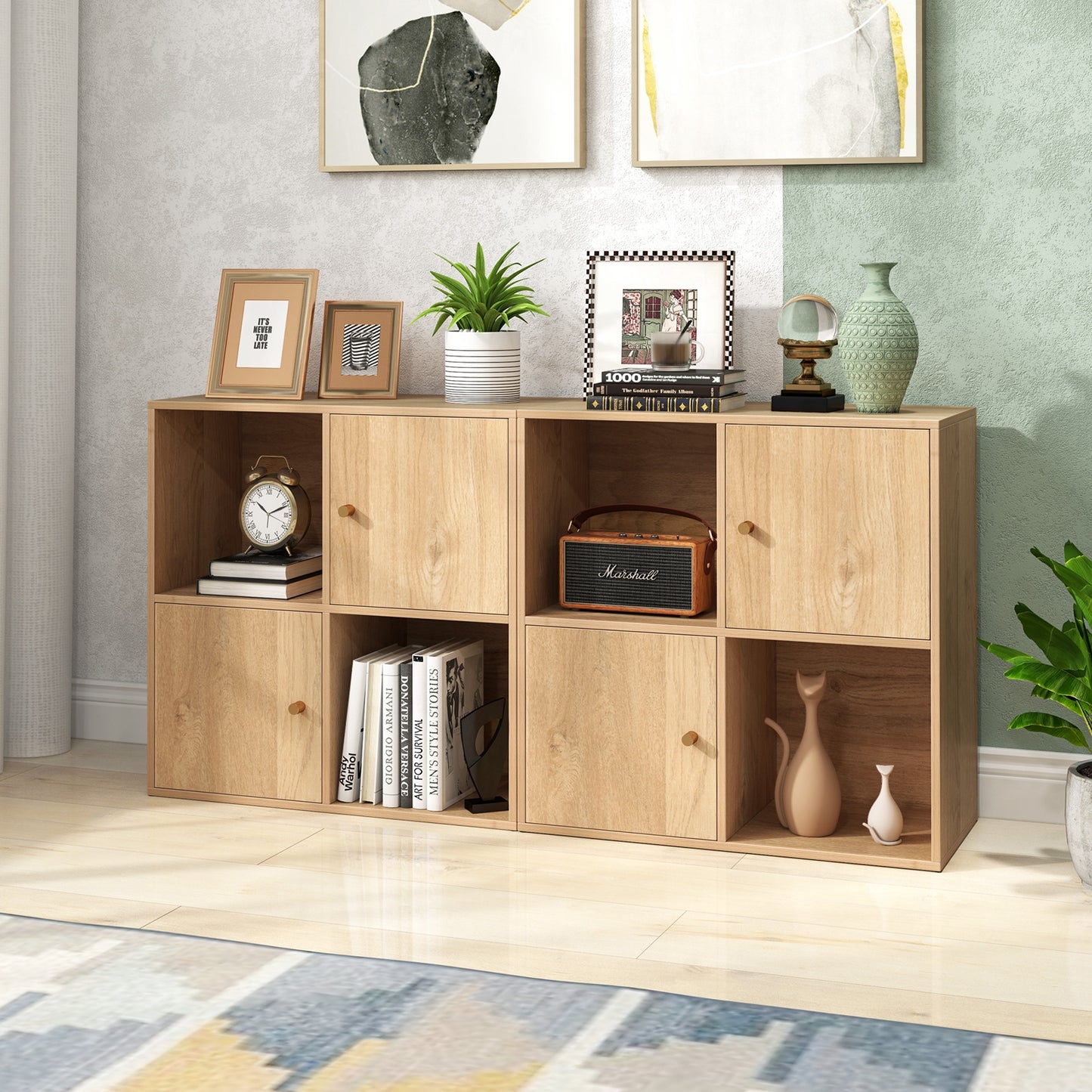 4-Cube Bookcase, 3-Tier Bookshelf, Natural Bookcases at Gallery Canada