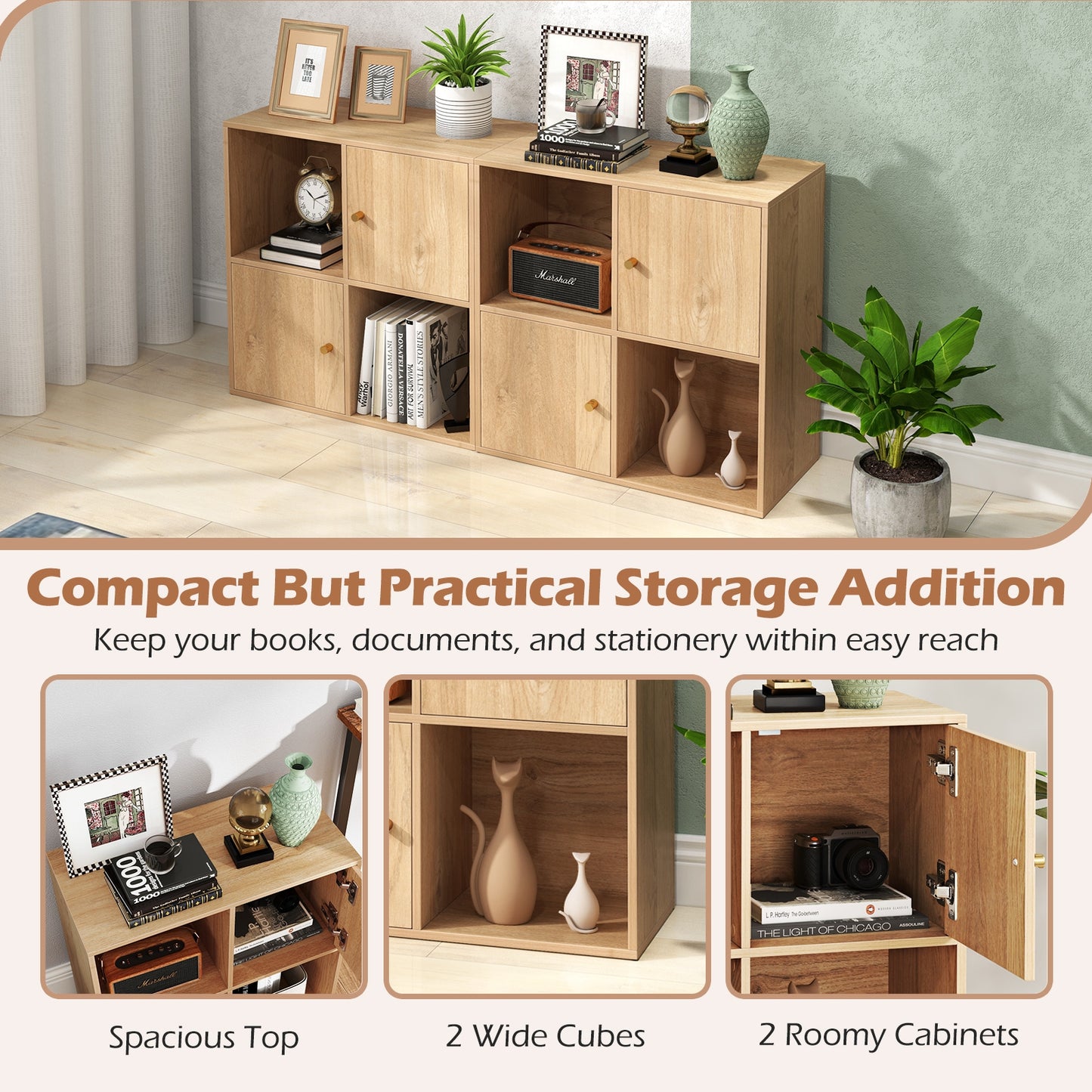 4-Cube Bookcase, 3-Tier Bookshelf, Natural Bookcases at Gallery Canada