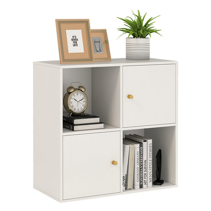 4-Cube Bookcase 3-Tier Bookshelf with Dual Anti-Tipping Kits and 2 Cabinets, White Bookcases at Gallery Canada