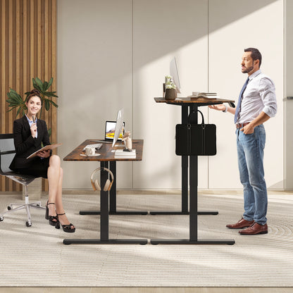 Electric Standing Desk, 3 Memory Heights, Brown Standing Desks at Gallery Canada