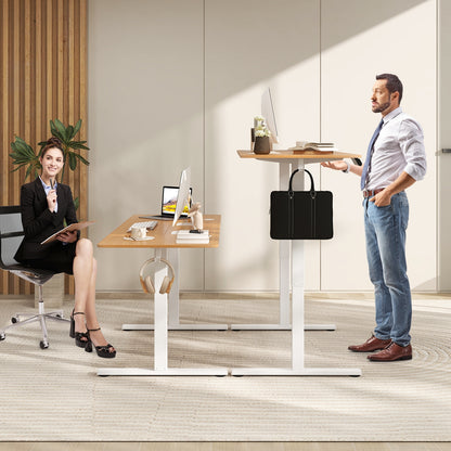 Electric Standing Desk, 3 Memory Heights, 2 Hanging Hooks, Cable Holes, Natural Standing Desks at Gallery Canada