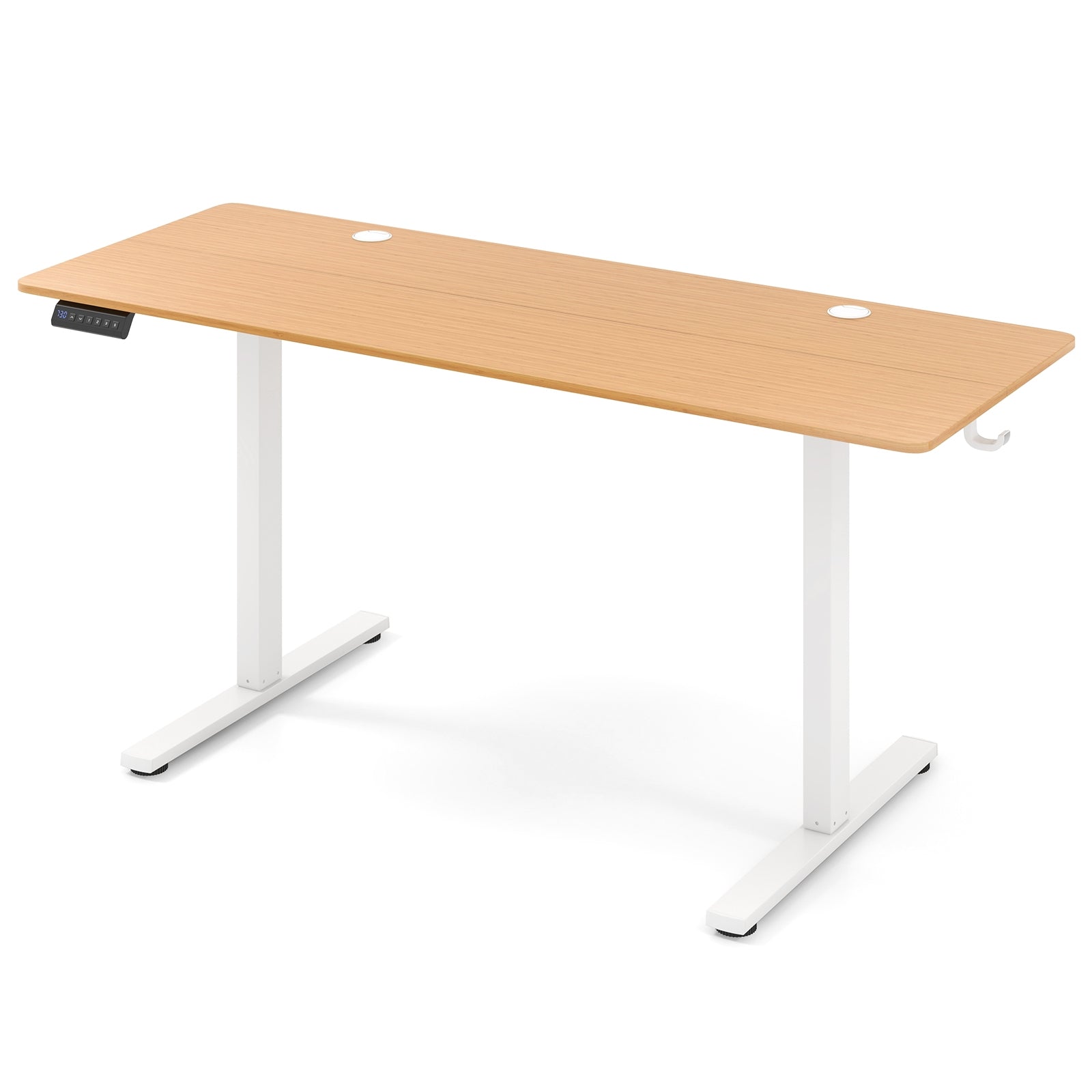 Electric Standing Desk, 3 Memory Heights, 2 Hanging Hooks, Cable Holes, Natural Standing Desks at Gallery Canada