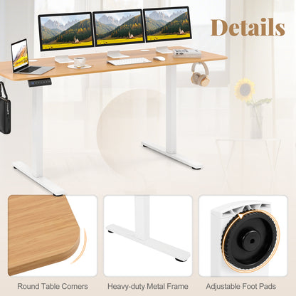 Electric Standing Desk, 3 Memory Heights, 2 Hanging Hooks, Cable Holes, Natural Standing Desks at Gallery Canada