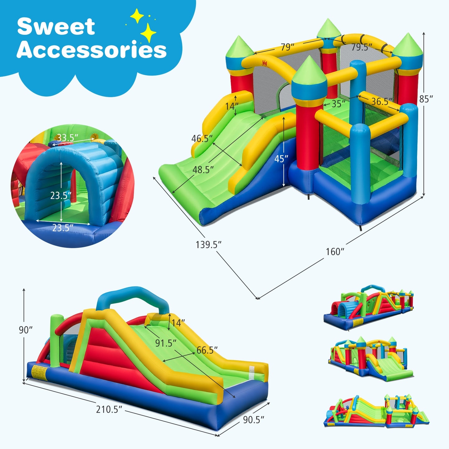 Inflatable Obstacle Course Bounce House with Dual Slides and Tunnels without Blower, Multicolor Bounce House at Gallery Canada