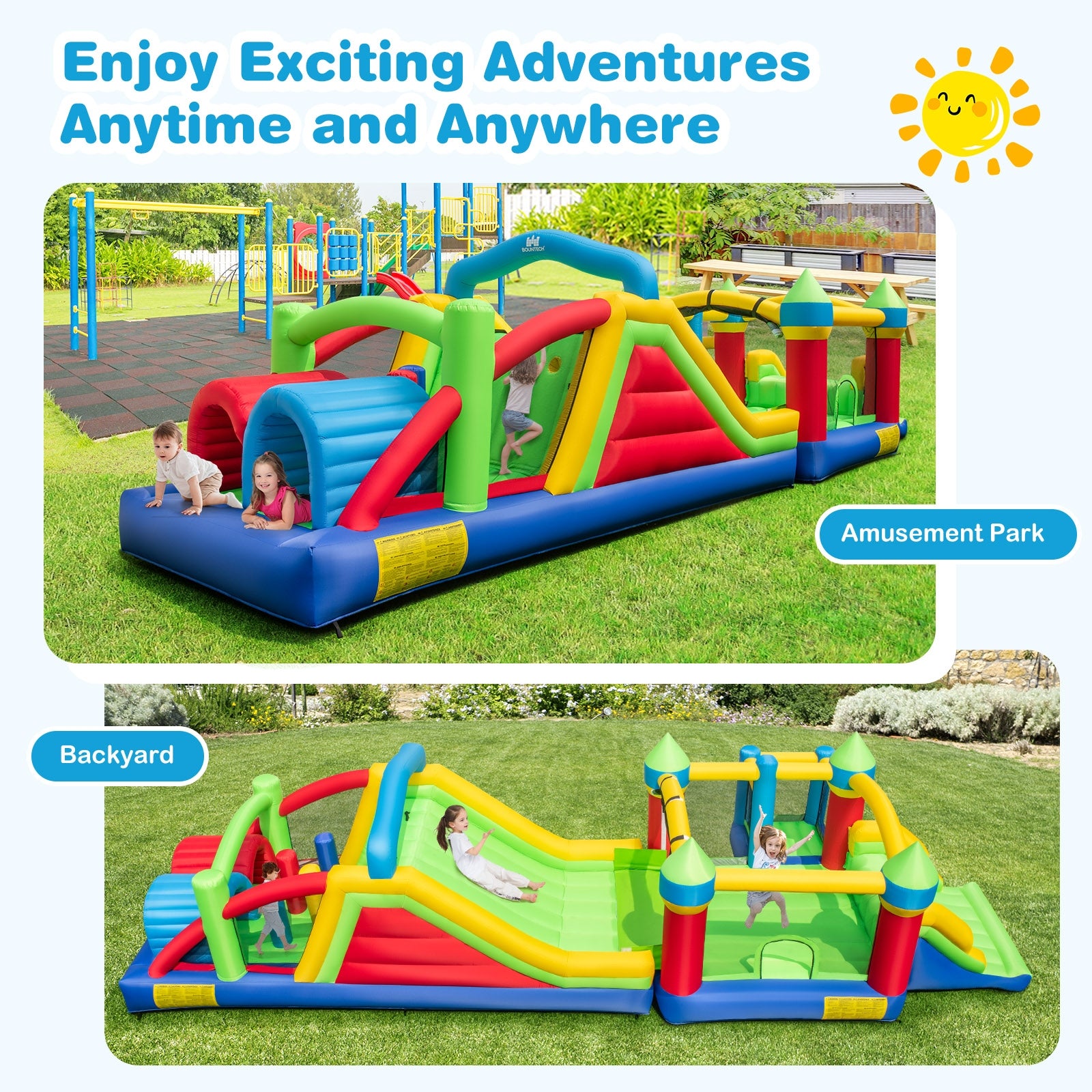 Inflatable Obstacle Course Bounce House with Dual Slides and Tunnels without Blower, Multicolor Bounce House at Gallery Canada