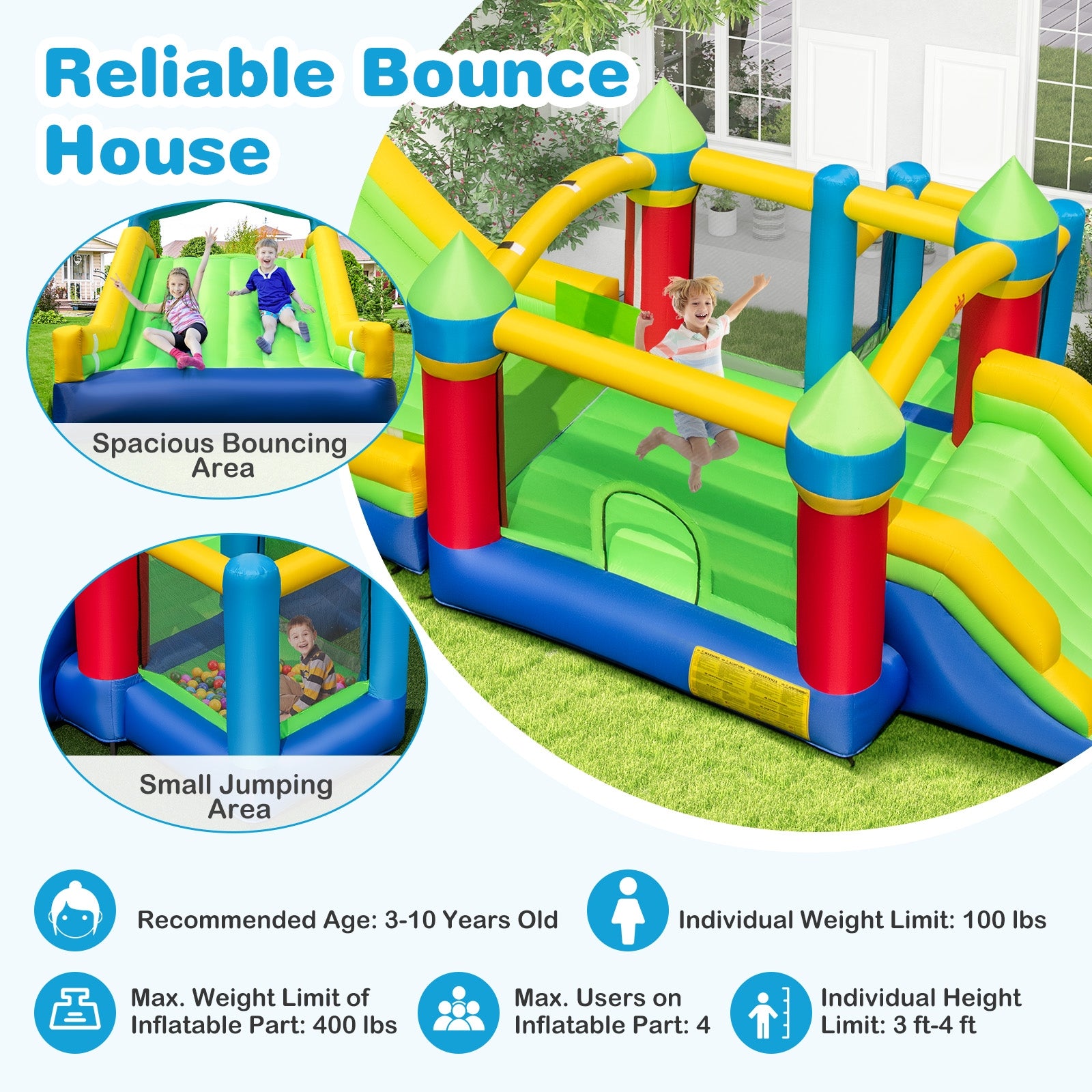 Inflatable Obstacle Course Bounce House with Dual Slides and Tunnels without Blower, Multicolor Bounce House at Gallery Canada