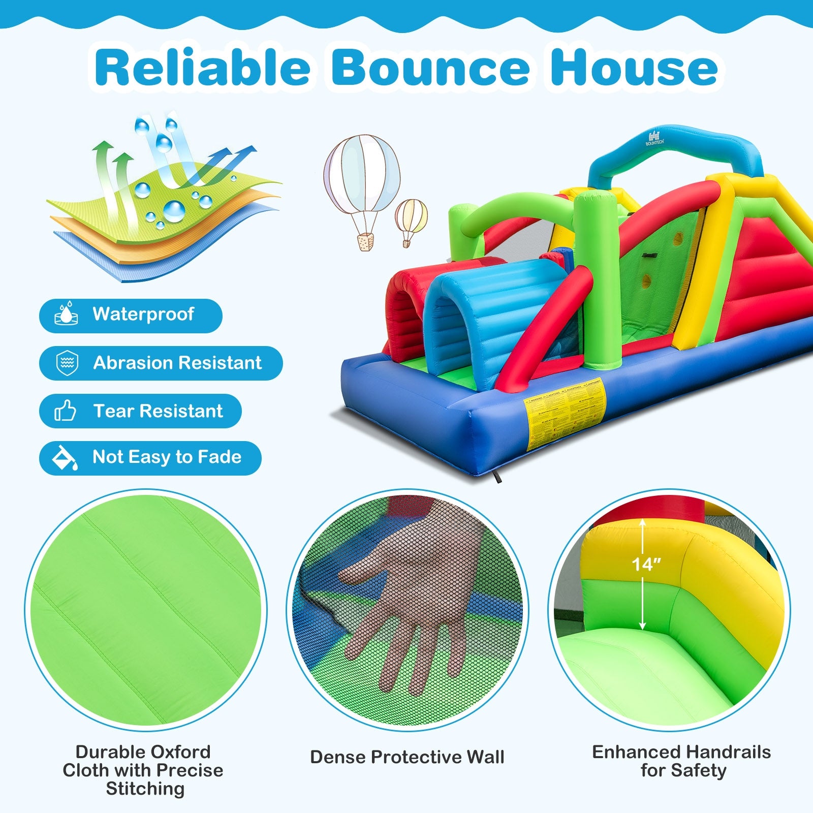 Inflatable Obstacle Course Bounce House with Dual Slides and Tunnels without Blower, Multicolor Bounce House at Gallery Canada