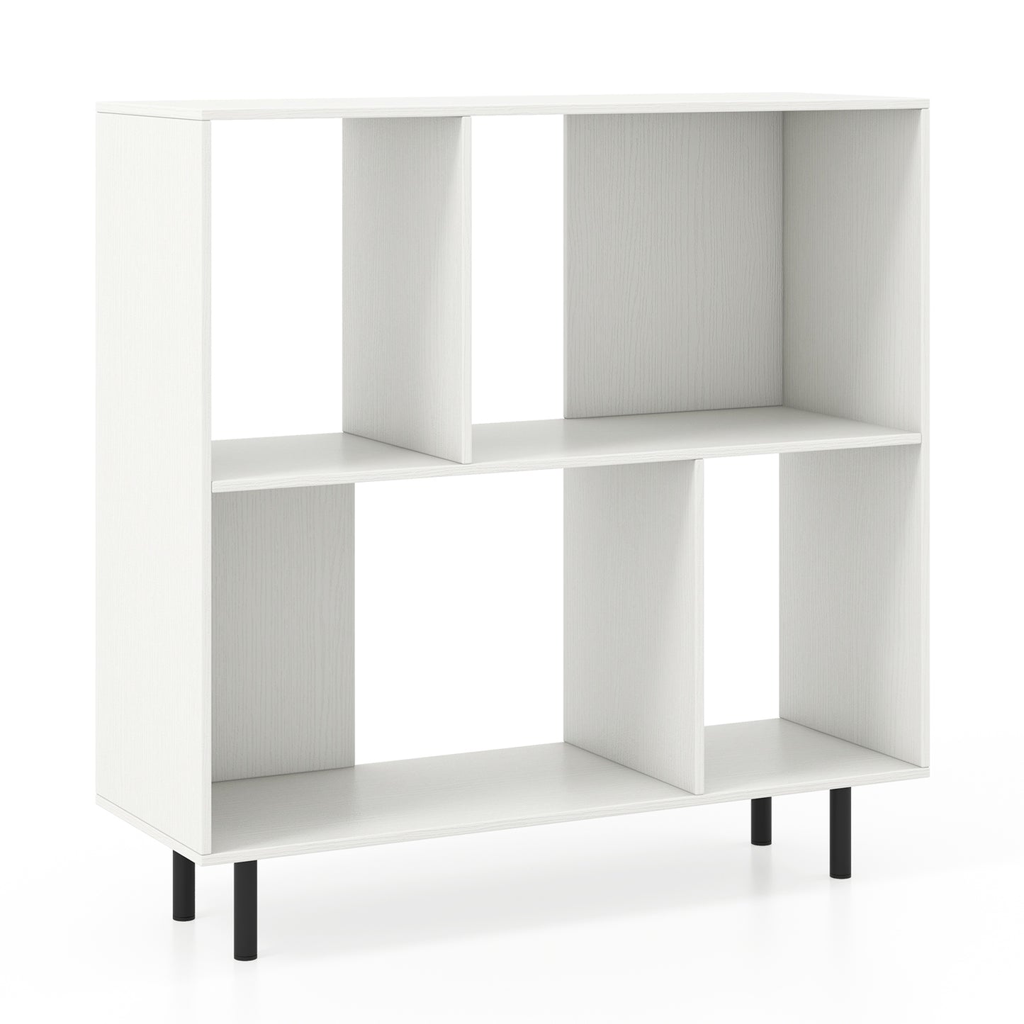 Open Shelf Bookcase, 4 Compartments, White Bookcases White at Gallery Canada