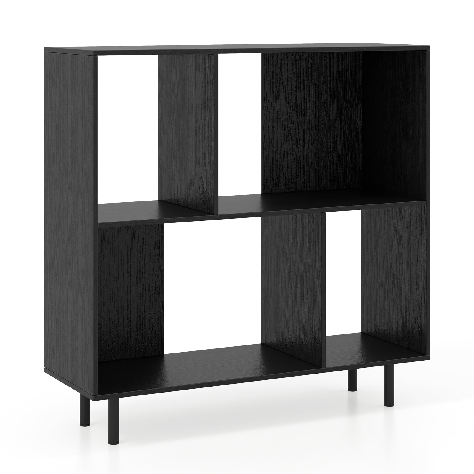 Open Shelf Bookcase with 4 Compartments, Black Bookcases at Gallery Canada