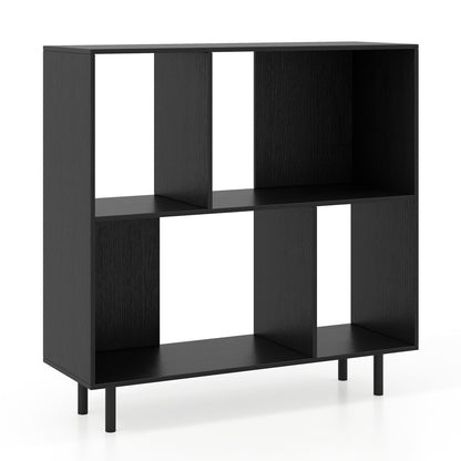 Open Shelf Bookcase with 4 Compartments, Black Bookcases at Gallery Canada