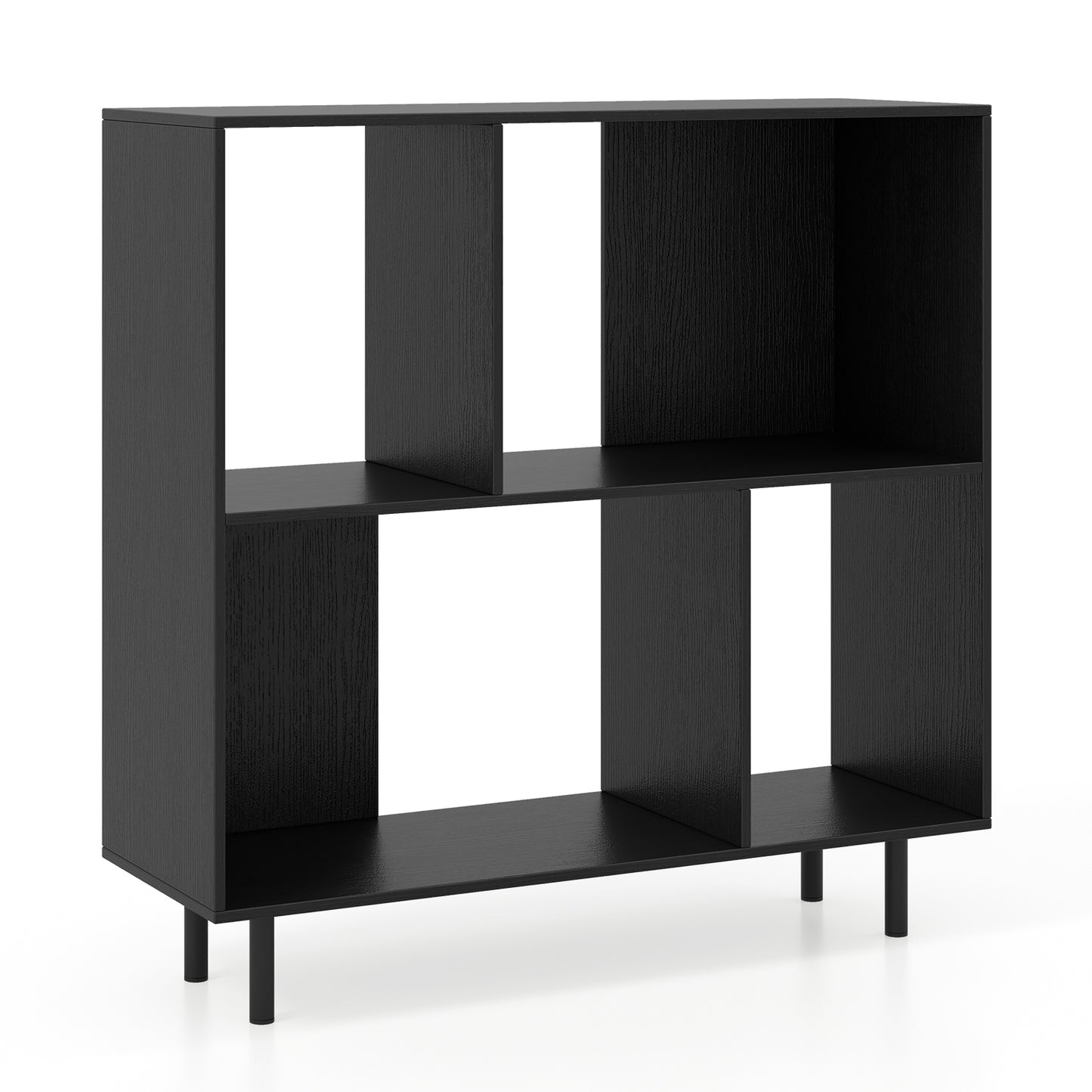 Open Shelf Bookcase, 4 Compartments, Black Bookcases Black at Gallery Canada