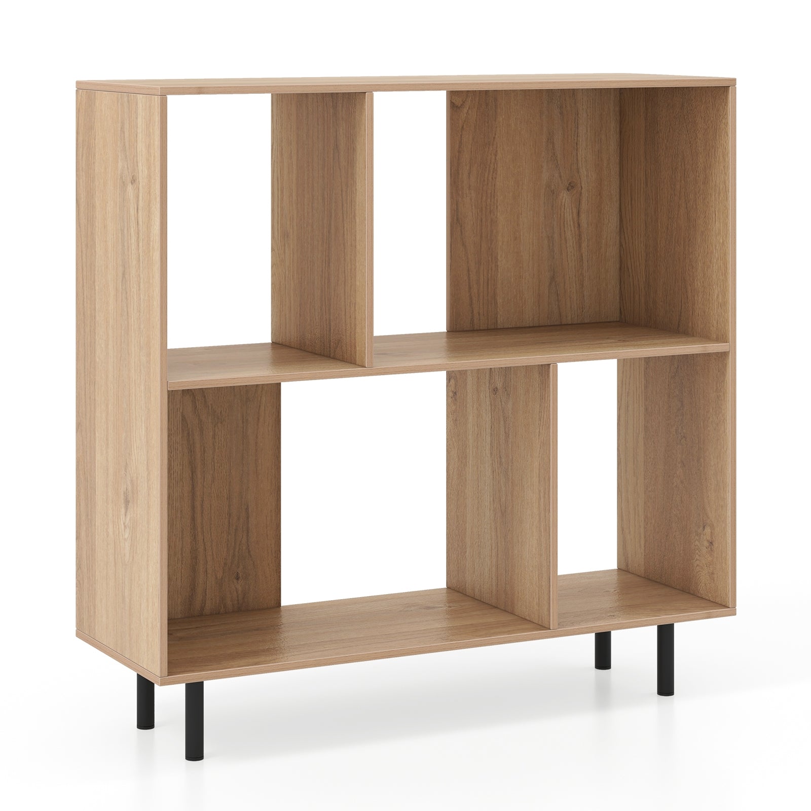 Open Shelf Bookcase, 4 Compartments, Natural Bookcases Natural at Gallery Canada