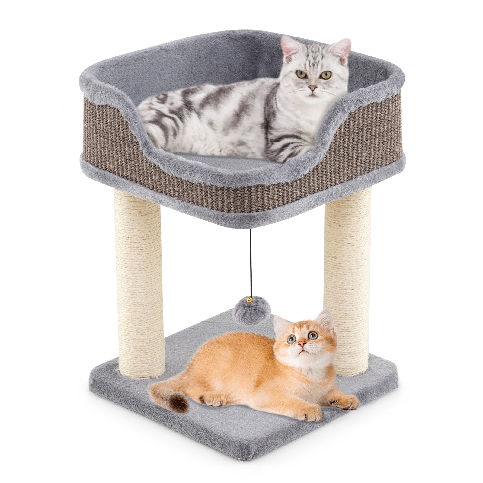 Small Cat Tree, Indoor Kitty Tower, Plush Perch, Sisal Scratching Posts, Gray Cat Trees Condos & Scratchers at Gallery Canada
