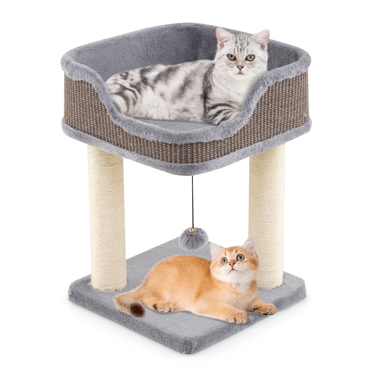 Small Cat Tree, Indoor Kitty Tower, Plush Perch, Sisal Scratching Posts, Gray Cat Trees Condos & Scratchers at Gallery Canada