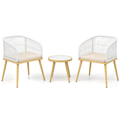 Outdoor Bistro PE Wicker Conversation Set, 3 Pieces, White Patio Conversation Sets at Gallery Canada