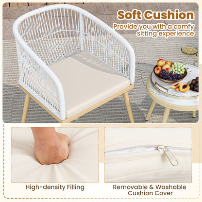 3 Pieces Outdoor Bistro PE Wicker Conversation Furniture Set, White Patio Conversation Sets at Gallery Canada