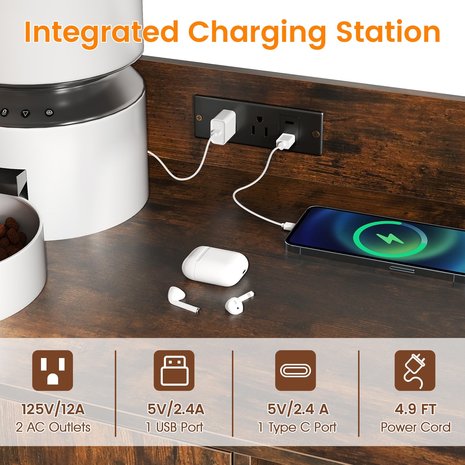 Cat Litter Box Enclosure with Storage Shelves and Scratching Pad, Rustic Brown Cat Houses at Gallery Canada