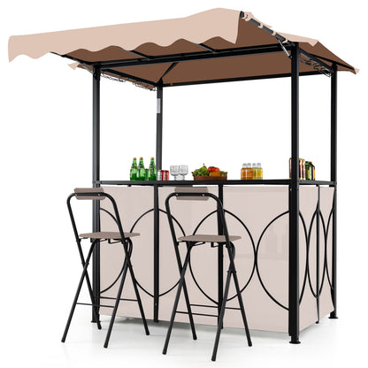 Grill Gazebo with Awning 3-Piece Outdoor BBQ Canopy Double-Tier Soft Top Barbecue Shelter, Coffee Canopies at Gallery Canada